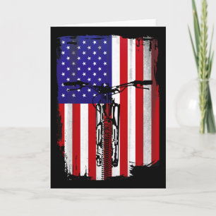 Mountain Biking American Flag Cycling Usa Flag Mou Card