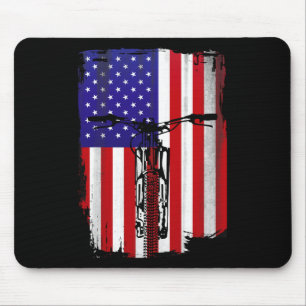 Mountain Biking American Flag Cycling Usa Flag Mou Mouse Pad
