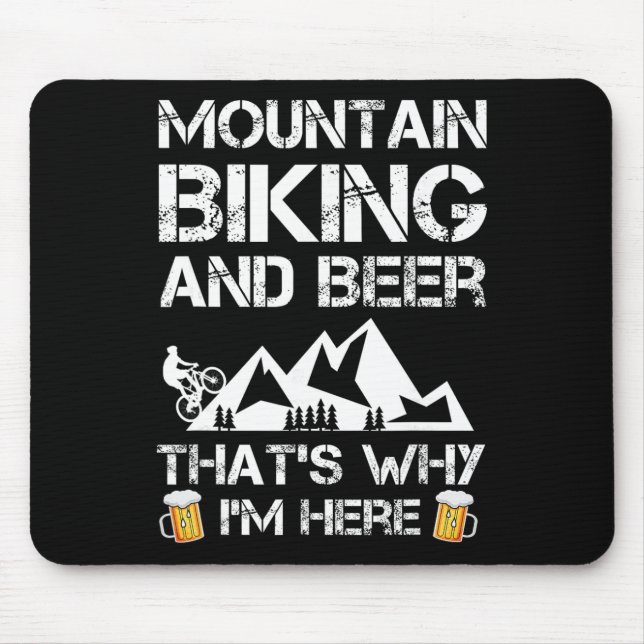 Mountain Biking And Beer Gift Mtb Funny  Mouse Pad (Front)