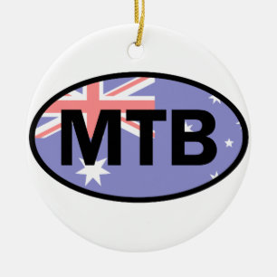 Mountain Biking Australia Flag Ceramic Tree Decoration