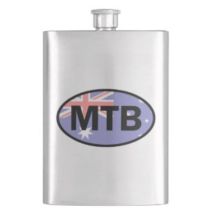 Mountain Biking Australia Flag Hip Flask