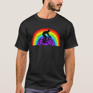 Mountain Biking Bicycle Rainbow Lgbt Gay Pride Mon T-Shirt