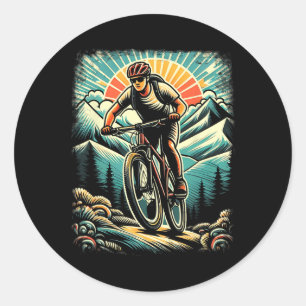 Mountain Biking Bicycle Rider Cyclist Cycling Trai Classic Round Sticker
