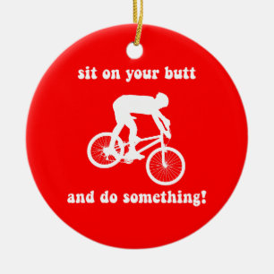mountain biking ceramic ornament