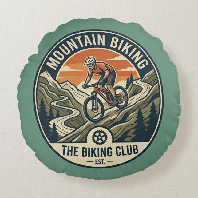 Mountain Biking Club Adventure Throw Pillow (Front)