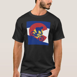 Mountain Biking Colorado Flag T-Shirt