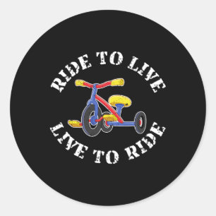 Mountain Biking Cycling Funny Tricycle Trike  Classic Round Sticker