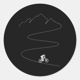 Mountain Biking - Cyclist Rider Bicycle Single Tra Classic Round Sticker