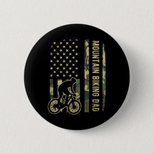 Mountain Biking Dad Camouflage American Flag Fathe 6 Cm Round Badge