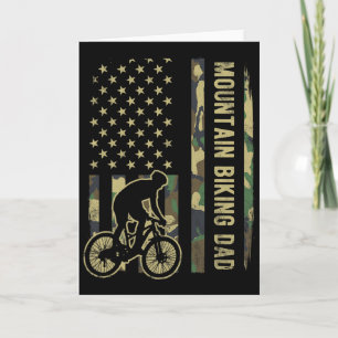 Mountain Biking Dad Camouflage American Flag Fathe Card