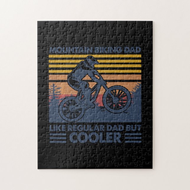 mountain biking dad like a regular dad but cooler jigsaw puzzle (Vertical)