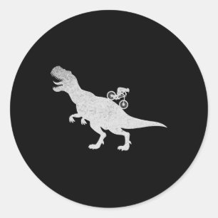 Mountain Biking Downhill Bike Cyclist T-rex Cyclin Classic Round Sticker