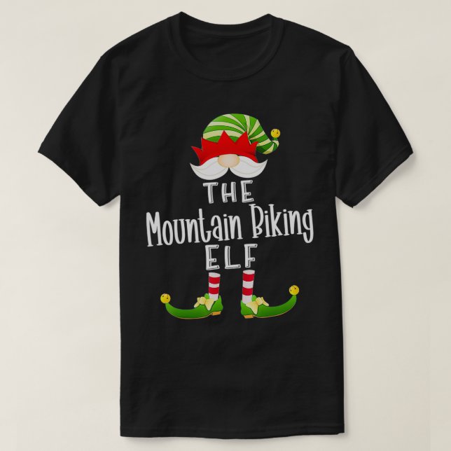 Mountain Biking Elf Group Christmas Funny Pajama P T-Shirt (Design Front)