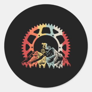 Mountain Biking Gear Retro Vintage Bicycle Bike Ri Classic Round Sticker