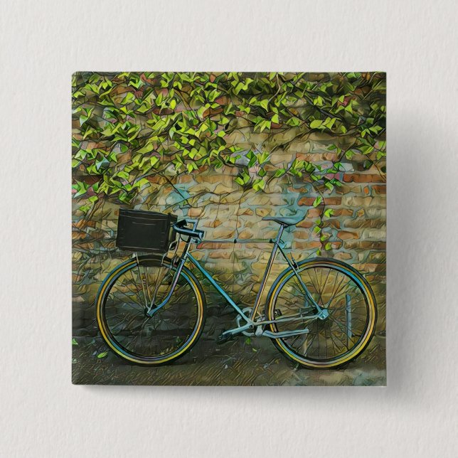 Mountain biking gift 15 cm square badge (Front)