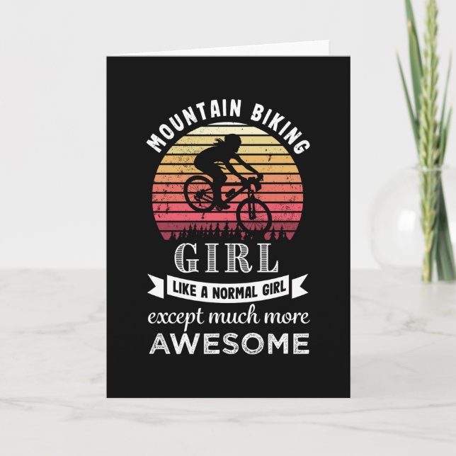 Mountain Biking Girl Funny MTB Gift Card (Front)