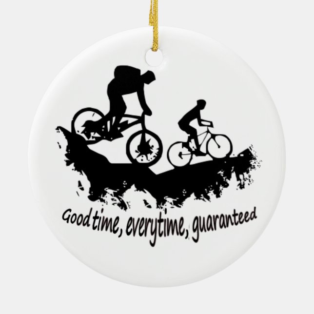 Mountain Biking Good Time Inspirational Quote Ceramic Tree Decoration (Back)