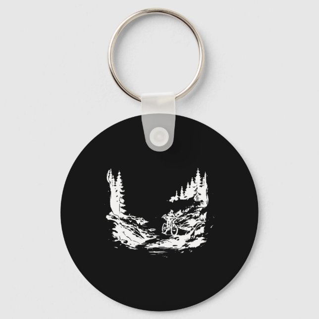 Mountain Biking Graphic  Key Ring (Front)