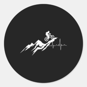 Mountain Biking Heartbeat Adventure  Classic Round Sticker