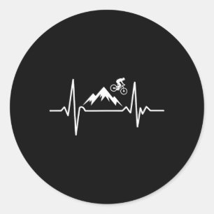 Mountain Biking Heartbeat Adventure Rider Ekg Puls Classic Round Sticker