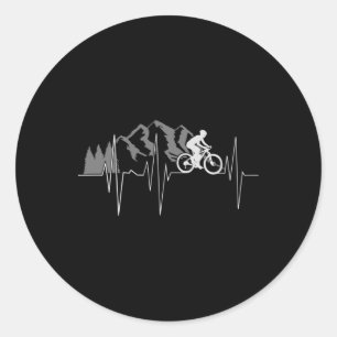 Mountain Biking Heartbeat Biker Gift Classic Round Sticker