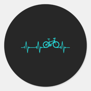 Mountain Biking Heartbeat Clothing Cyclist Cool Cy Classic Round Sticker