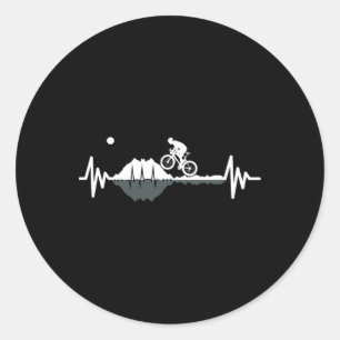 Mountain Biking Heartbeat Reflection Bmx Love Trai Classic Round Sticker