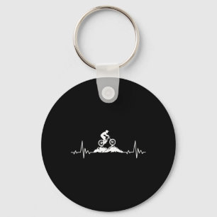 Mountain Biking Heartbeat Vintage Bicycle Cycling Key Ring