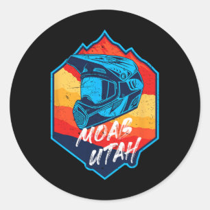 Mountain Biking Helmet Moab Utah Extreme Sport Vin Classic Round Sticker