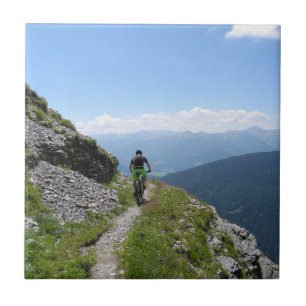 Mountain Biking in Countryside Ceramic Tile