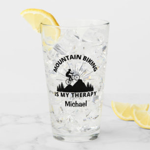 Mountain Biking Is My Therapy Glass