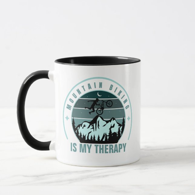 Mountain Biking Is My Therapy Moon Stars Sports  Mug (Left)