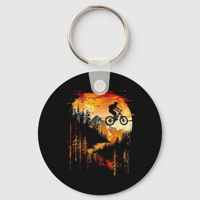 Mountain Biking Landscape _1  Key Ring (Front)
