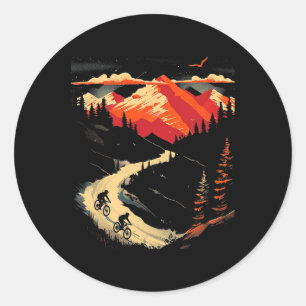Mountain Biking Landscape _2 Classic Round Sticker