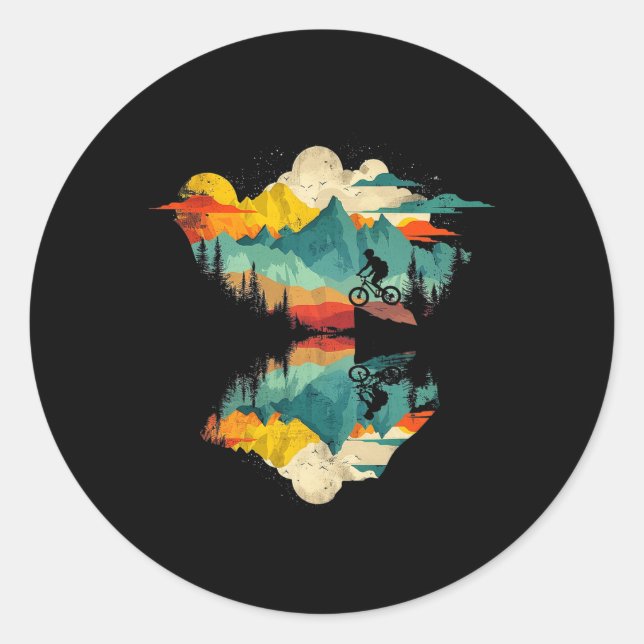 Mountain Biking Landscape _3  Classic Round Sticker (Front)