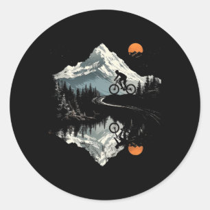Mountain Biking Landscape Classic Round Sticker