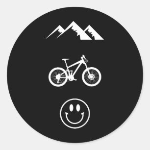Mountain Biking Minimalist Funny Happy Trail Formu Classic Round Sticker