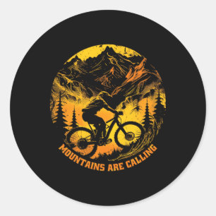 Mountain Biking Mountains Are Calling Classic Round Sticker