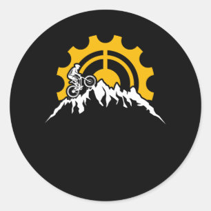 Mountain Biking MTB Bicycle Downhill Cyclist Gift Classic Round Sticker
