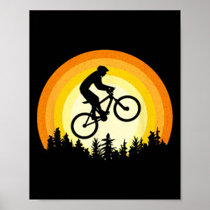 Mountain Biking Mtb Retro Cyclist Men Women Kids B Poster