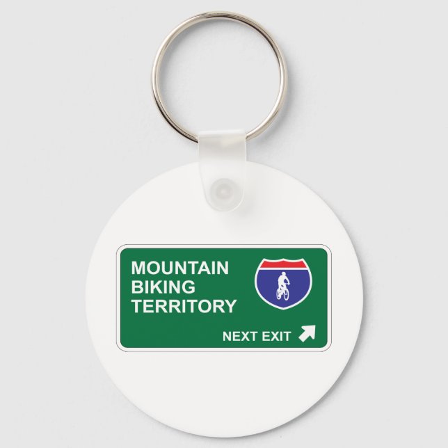Mountain Biking Next Exit Key Ring (Front)