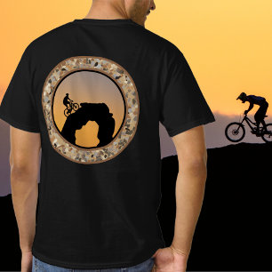Mountain Biking Pebble Round Design T-Shirt
