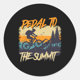 Mountain Biking Pedal To The Summit Mtb Funny Cycl Classic Round Sticker