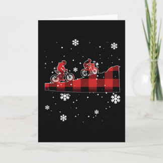 Mountain Biking Plaid Christmas  Card