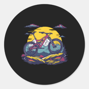 Mountain Biking Portrait Classic Round Sticker