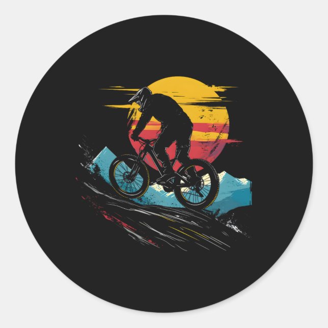 Mountain Biking Portrait Outdoor Sports _1  Classic Round Sticker (Front)