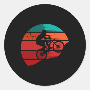 Mountain Biking Retro Cyclist Classic Round Sticker