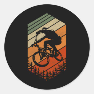 Mountain Biking Retro Jump Forest Extreme Mtb Styl Classic Round Sticker