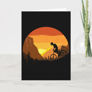 Mountain Biking Retro Sunset Trail Rider  Card