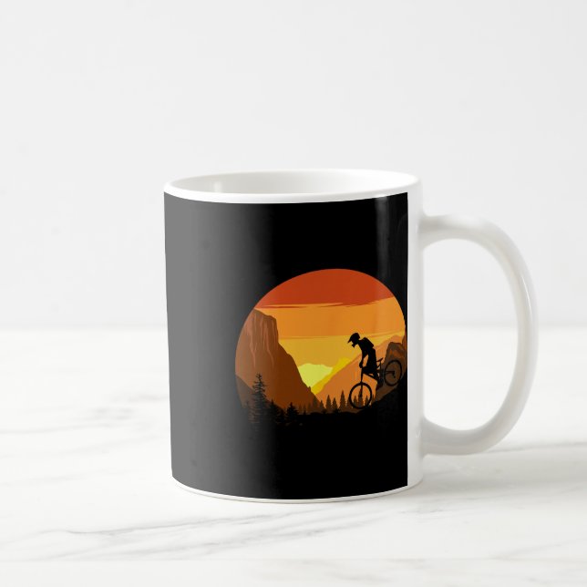 Mountain Biking Retro Sunset Trail Rider  Coffee Mug (Right)